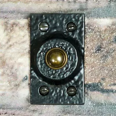 £14.99 • Buy Traditional Black Iron And Brass Door Bell Push –  80mm X 45mm
