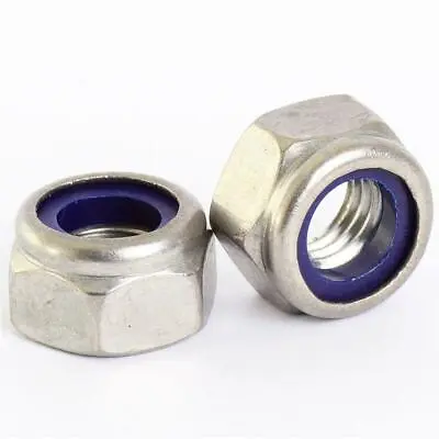 Fine Pitch Nyloc Nuts A2 Stainless Steel Fine Thread Nylon Lock Nuts M8 M10 M12 • £4.46