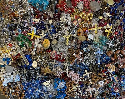Vintage Broken Rosary 5 LB 13Oz Lot For Repair Or Parts Medals BeadsCrucifixes • $53