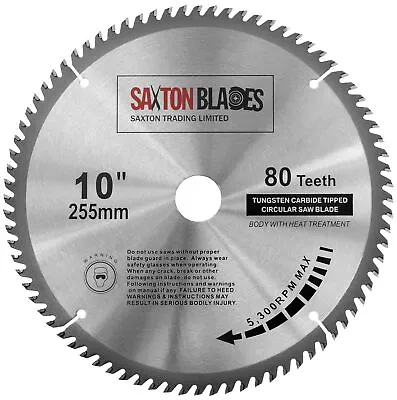 Saxton TCT Circular Wood Saw Blade 255mm X 80T For Bosch Makita Dewalt Mitre • £18.49