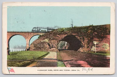 River Drive Tunnel Fairmont Park Philadelphia PA Steam Train Postcard 1914 • $7.75