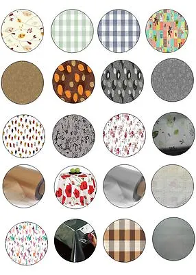 Round All Occasions Table Cloth Protectors Oil Vinyl Plastic Cloth Printed Plain • £1.49