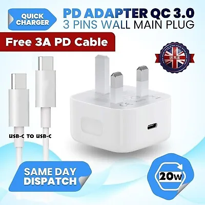 For IPad 10th & Air 5th Gen 10.9 /Pro 12.9  USB-C PD Fast Charger Plug/ Cable • £10.95