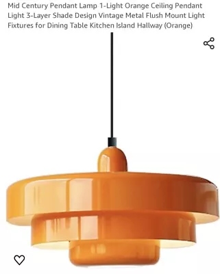  Orange Mid Century Mod Pendant Light • $95