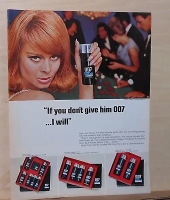 1965 Magazine Ad For 007 Cologne - Sexy Woman Will Give Him 007 If You Won't • $4.95