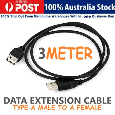 $2.49 • Buy USB 2.0 A Male To A Female Extension Cable Cord Leads Plug Wire Jack Socket AU
