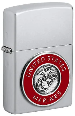 Zippo United States Marines Emblem Satin Chrome Windproof Lighter 48974 • $54.95