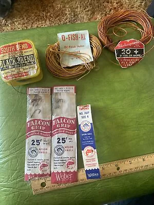 LOT OF VINTAGE Fly FISHING  LINE Hooks Weber South Bend Black Oreno O-Fish-al • $17