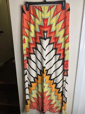 ECI New York  Colorful Long Stretch Skirt Size Small 60’s Vibe • $15