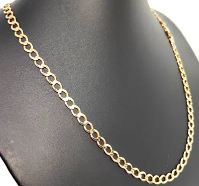 20  Solid 9ct 9 Carat Gold Curb Chain Necklace Retro Jewellery 51cm 20  5mm Wide • £549.99