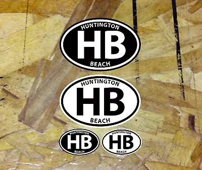 HB Huntington Beach CA California Oval Car Window Bumper Sticker Decal 3.5  4ea • $3.99