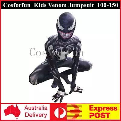 Kids Venom Costume Jumpsuit Boys Spiderman Superhero Cosplay Party Book Week AU • $25.99