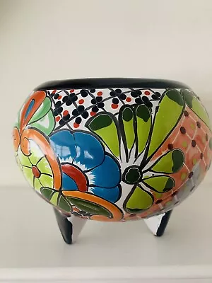 Hand Painted Mexican Multicolored Planter Pot  • $31.99