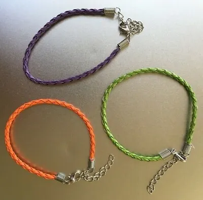 Braided Leather Anklet Ankle Bracelets Buy 4 Get 1 Free - Orange Green Purple • £2.25