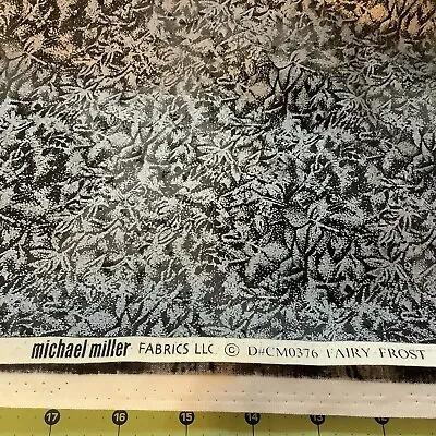 Michael Miller Cotton Fabric 33”x44” Fairy Frost Silver Gray On Black • $6