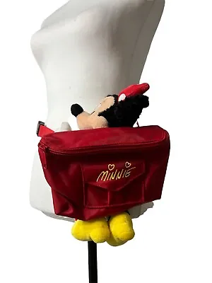 Disney Parks Disneyland Minnie Mouse Plush Red Fanny Pack Hip Sack Belt Bag • £14.95