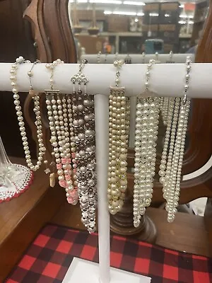 Vintage Lot Of 7 Faux Pearl Beaded Necklaces -   All Different Styles • $32
