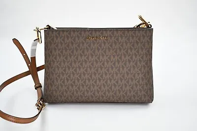 Michael Kors Trisha Triple Compartment Signature Logo Crossbody MK Bag • $99