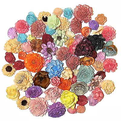 Wood Flowers Bouquet Multi Color Types Handmade With Stems DIY Easy Assemble (6) • $142.99
