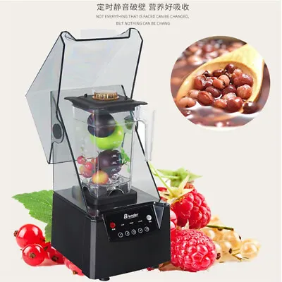 Commercial Soundproof Cover Blender Fruit Juicer Smoothie Mixer Ice Crusher 2L • $223