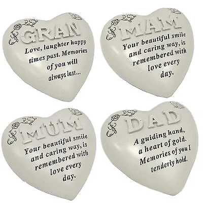 Memorial Diamante Heart Stone With Resin Lettering Garden Keepsakes Grave Plaque • £11.99