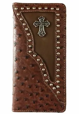 Cross Men Wallet Western Bifold Check Book W011-55 Ostrich Brown • $10.99