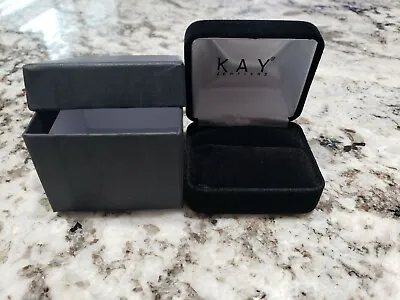 Kay Jewelers Empty Black Velvet Ring Box With Presentation Box NEW • $30