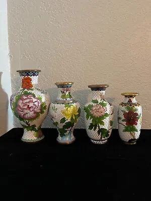 £31.11 • Buy Lot Of 4 Antique Bronze Cloisonee Vases