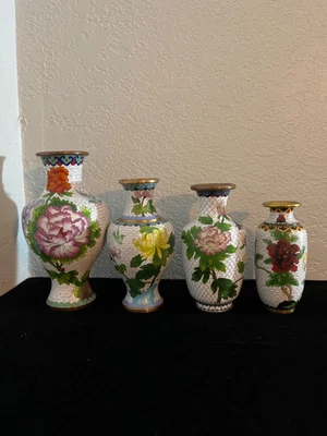 £31.11 • Buy Lot Of 4 Antique Bronze Cloisonee Vases