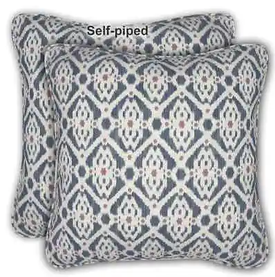 Cushion Cover Medina French Ikat In Ink Blue Self Piped Various Sizes UK • £24
