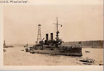 USS Mississippi Rppc World War I US Ship Vessel Trimmed Card   (42) • $28.50