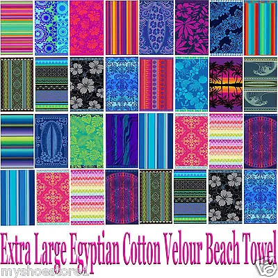 Xl Jumbo 100% Egyptian Cotton Velour Beach Towel Jacquard Holiday Bath Gym Sheet • £13.99