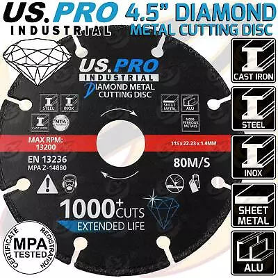 Diamond Metal Cutting Disc 115mm Extended Life Steel Iron Inox Aluminium Cutting • £7.95