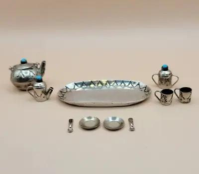 Vintage Navajo Sterling E.M.W ELIZABETH WHITMAN Turquoise Mini Tea Set • $280