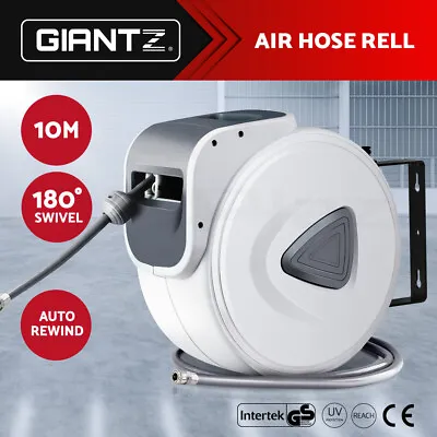 Giantz Air Hose Reel 10m Retractable Compressor Auto Rewind Wall Mount Garage • $49.95