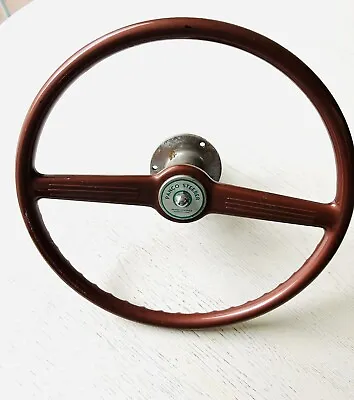Vintage  15  Boat Steering Wheel Brown 1950’s - Panco Steerer By Parish Controls • $212