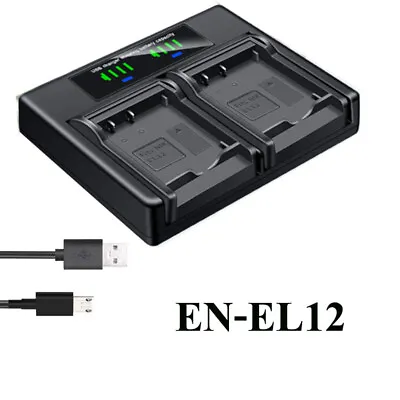 Dual Battery Charger For Nikon EN-EL12 Coolpix S9050 S9100 S9200 S9300 S9400 • $10.99