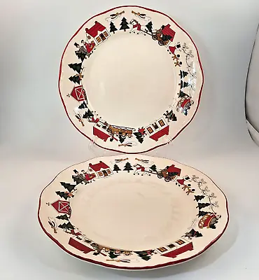 Set Of 2 Mason's Christmas Village Dinner Plates - Made In England • $52