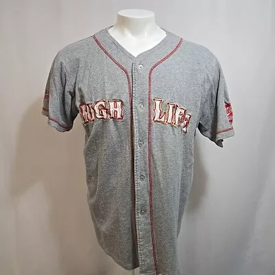 VTG Miller High Life Baseball Jersey Shirt Grey Cotton Beer Sport Adult Size XL • $29.90