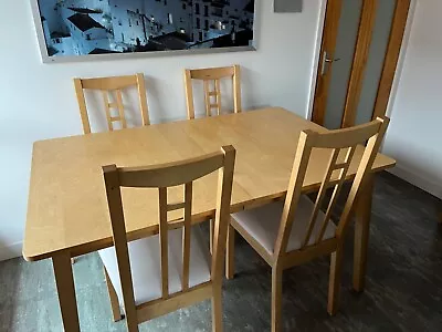 IKEA Nygard  Expandable Dining Table (140cm X 90cm) Plus 4 Chairs. Beech Veneer  • £120