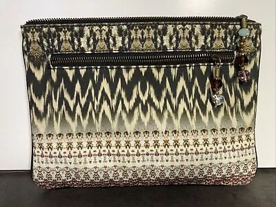 Camilla Tapestry Ikat Clutch Beaded Dangles Purse Nights Out • $20.30