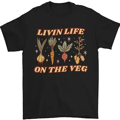 Vegan Living Life On The Veg Vegetarian Mens T-Shirt 100% Cotton • $11.79