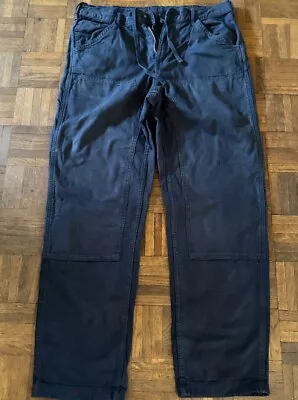 Uniqlo Double Knee Work Painter Trousers Pants Jeans Navy Blue Medium 30-33W • £10