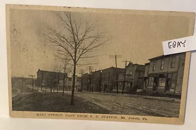 1916 Mt. Jewett Pa. Main Street Businesses East From Railroad Station Postcard • $19.80