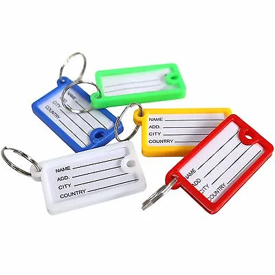 25 Assorted Colour Key Ring ID Label Address Identity Name Card Luggage Tags /T3 • £2.99