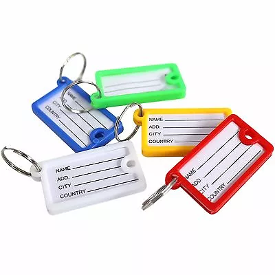 50 Assorted Colour Key Ring ID Label Address Identity Name Card Luggage Tags /T3 • £4.49