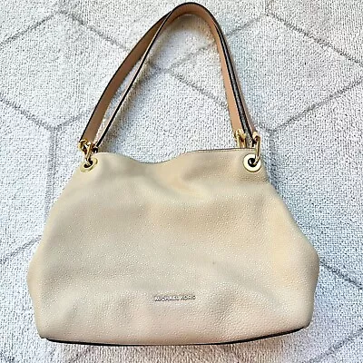 Michael Kors Raven Leather Shoulder Bag In Cream • $59