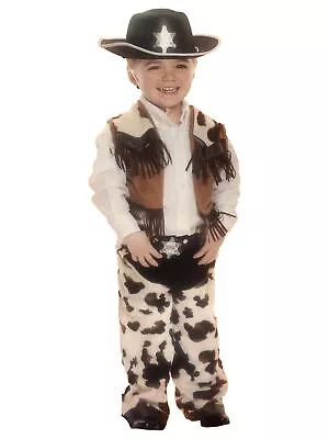 Toddler Boys Cowboy Cow Print Vest Chaps & Hat Halloween Costume 2T • $29.99