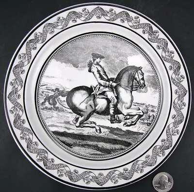 Mottahedeh Italy 8  Black Transferware Plate Equestrian Horse Rider Creil • $39.99