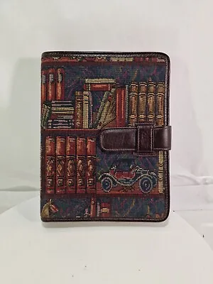 VTG 90s Day-Timer 7 Ring Personal Planner Tapestry Leather Library USA C6 • $35